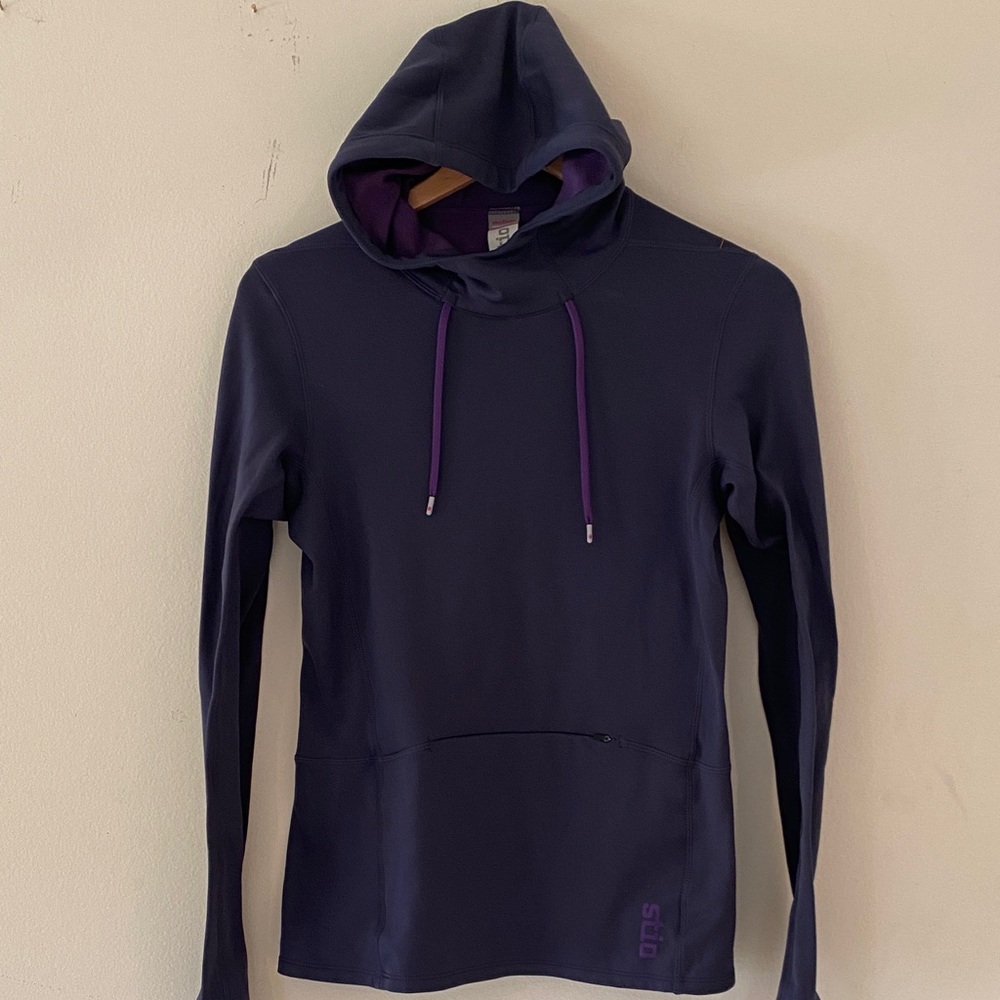 Stio Women's Navy Hoodie with Purple Accents